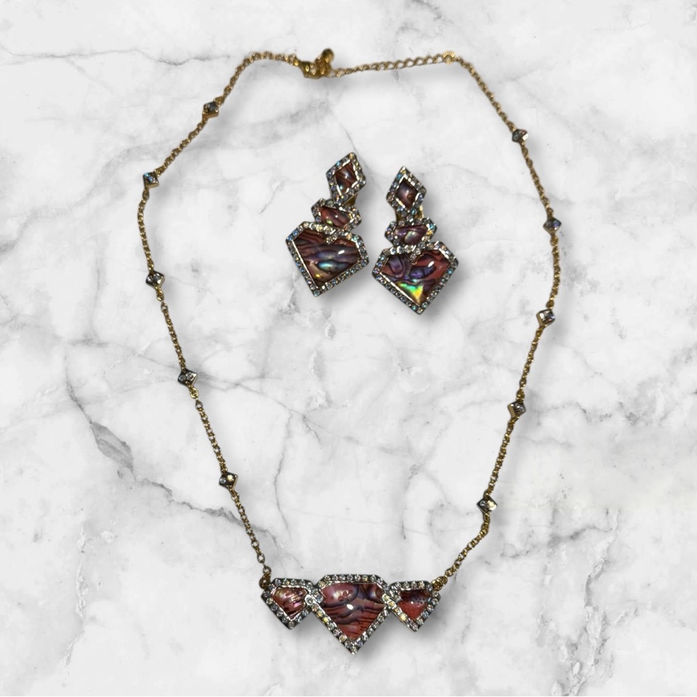 🆕5th Avenue Necklace and Earring Set with Genuine Paua Shell